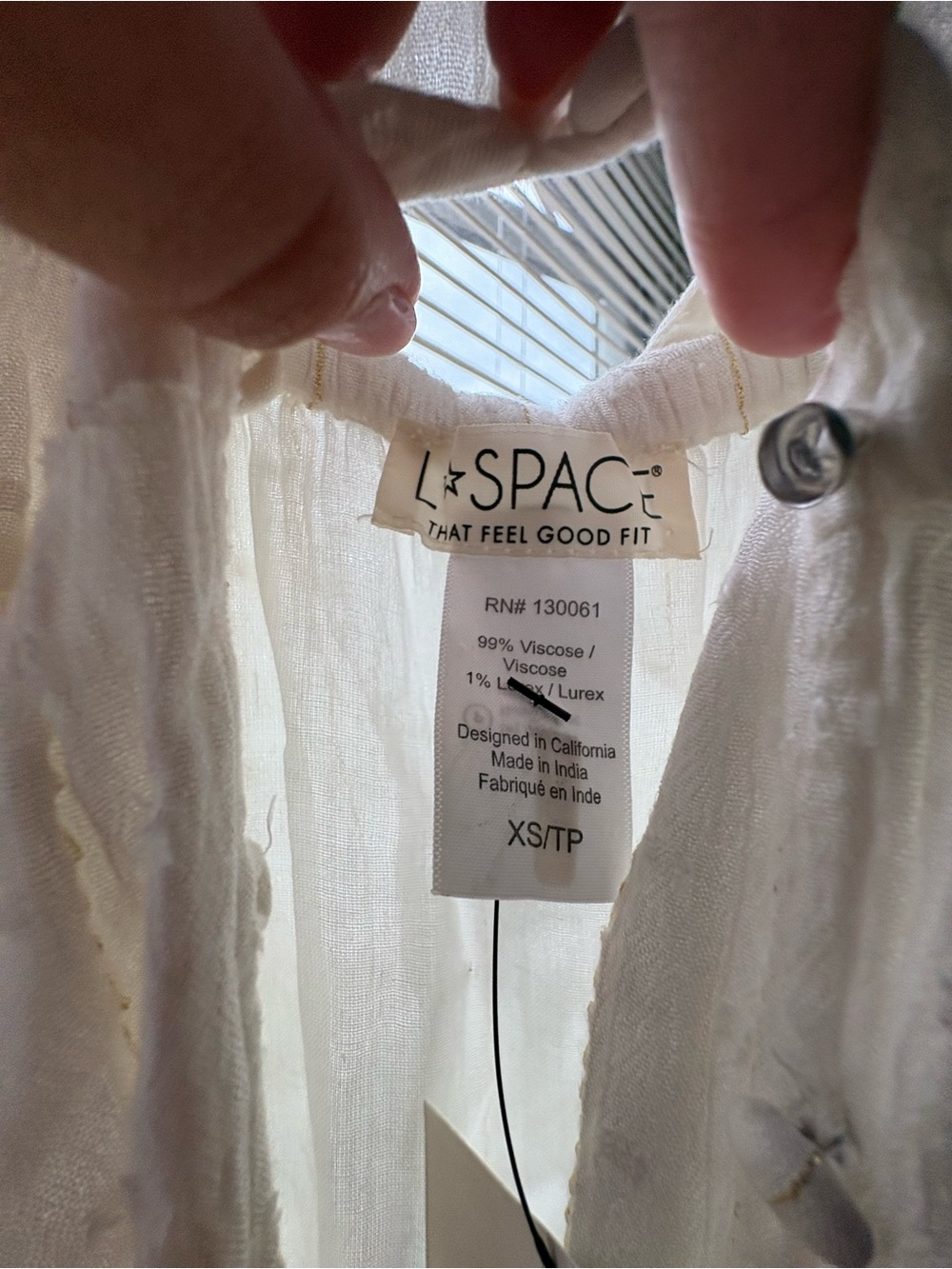 l*space White Viscose Intimate Chemise - XS